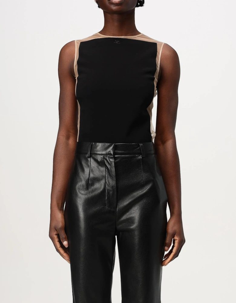 Sheer Panel Sleeveless Top