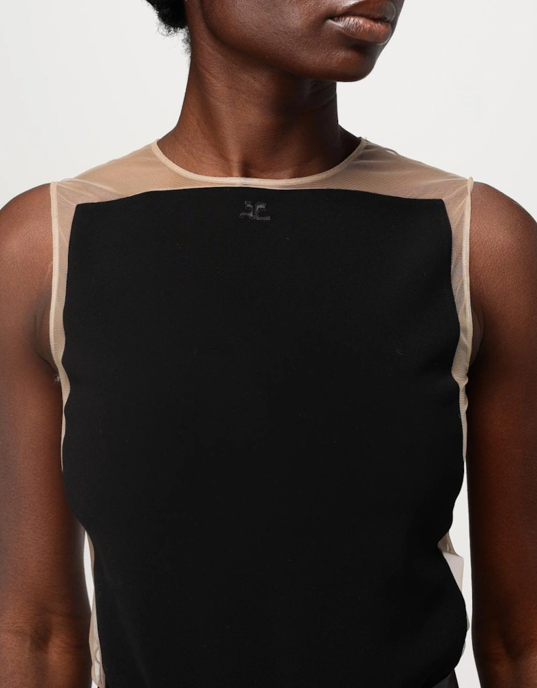 Sheer Panel Sleeveless Top