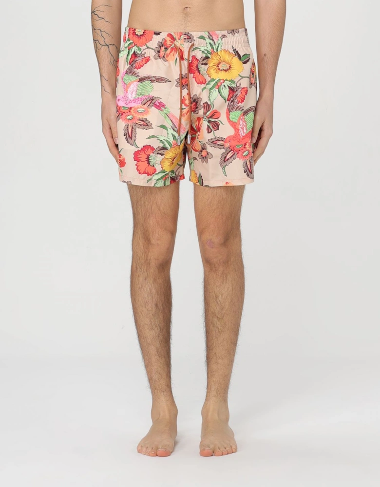 Floral Bird Print Swim Trunks