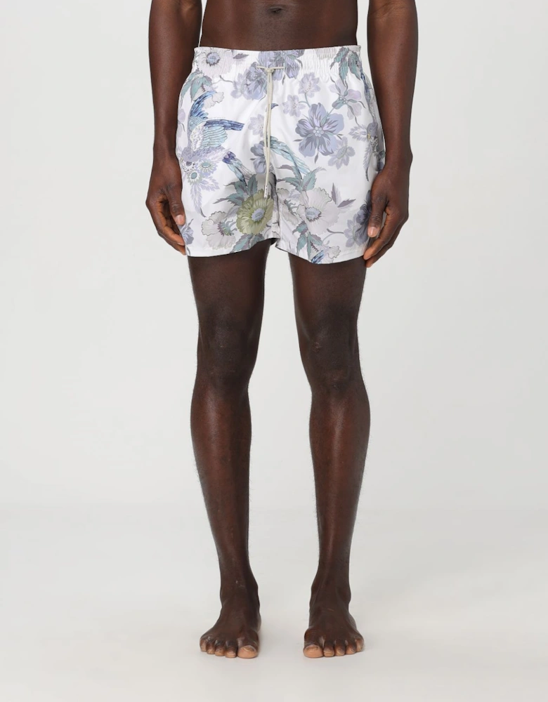 Floral Bird Print Swim Trunks