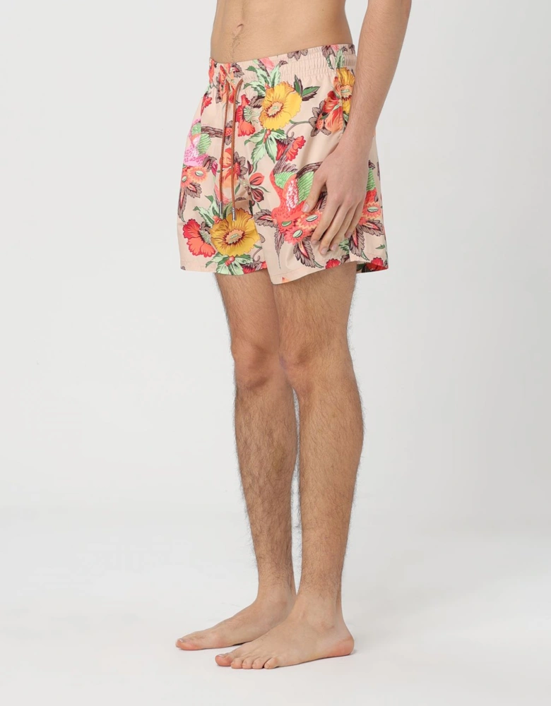 Floral Bird Print Swim Trunks