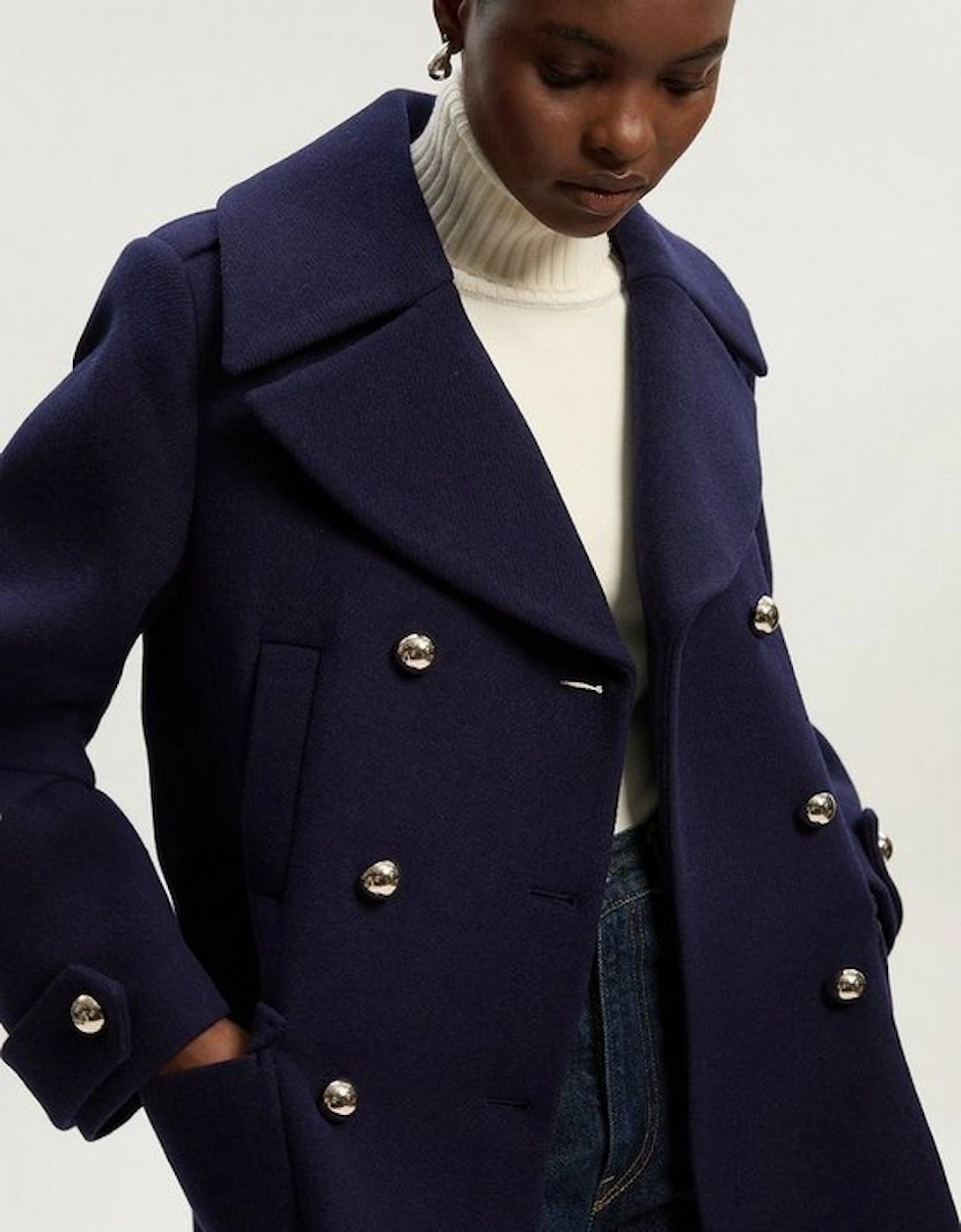 Wool Patch Pocket Tailored Short Coat, 2 of 1
