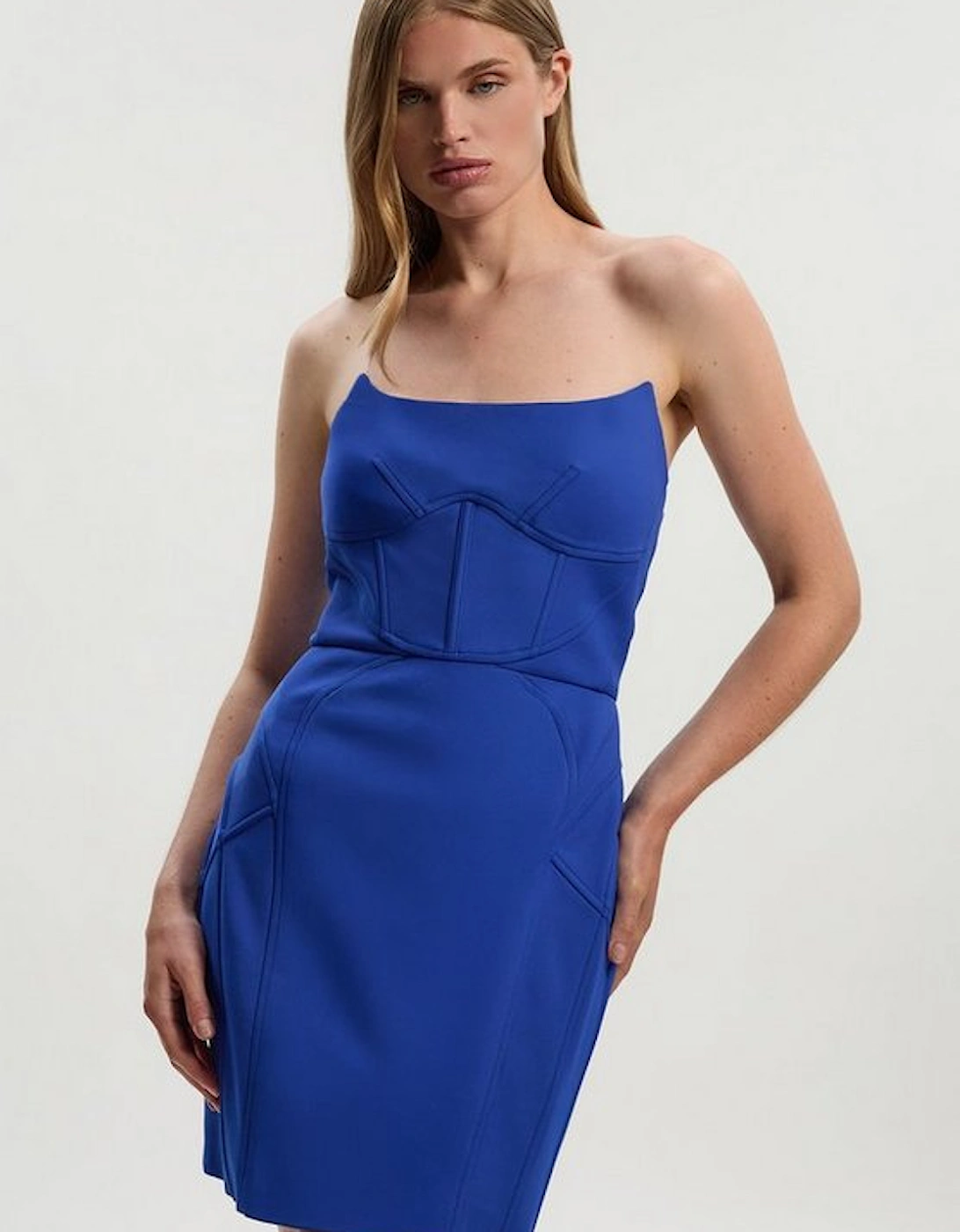 Tailored Scuba Corset Detail Mini Dress, 2 of 1