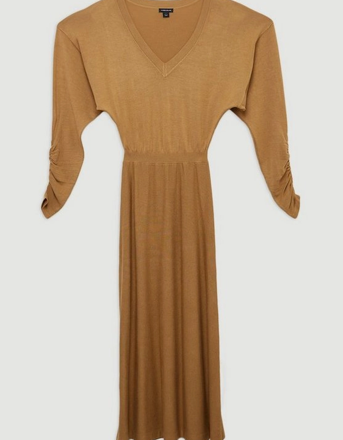 Viscose Blend V Neck Knit Midi Dress