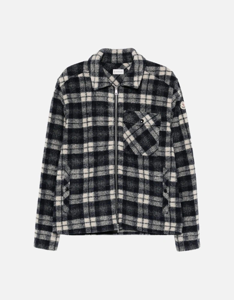 Checkered Zip Overshirt Black