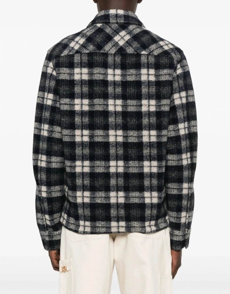 Checkered Zip Overshirt Black