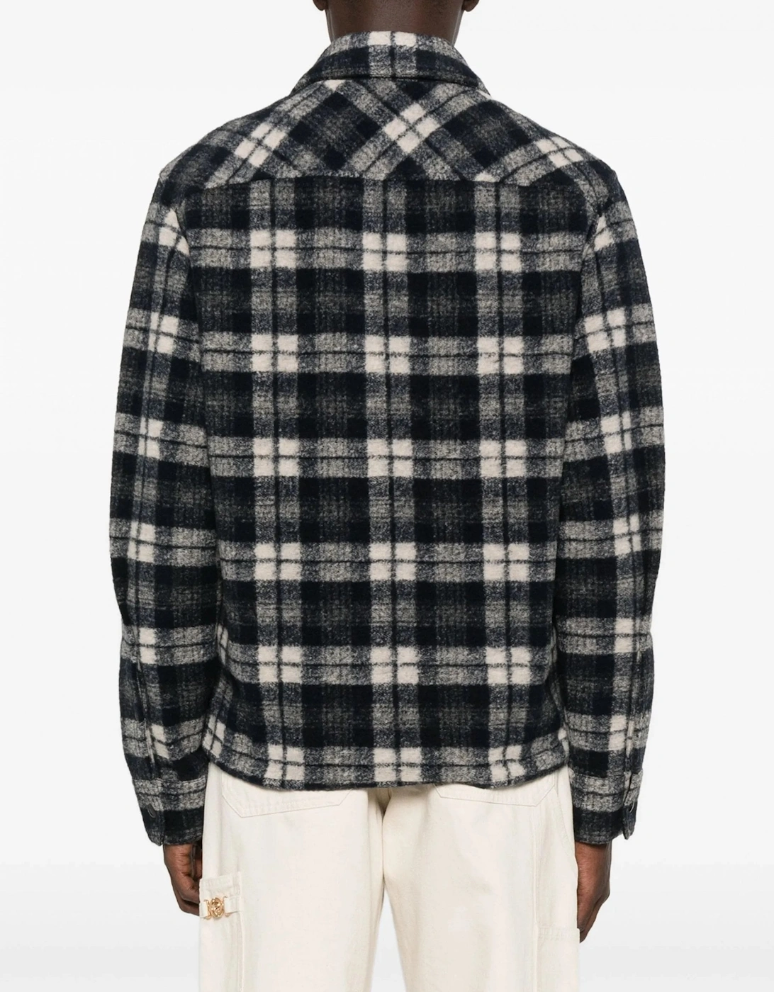 Checkered Zip Overshirt Black
