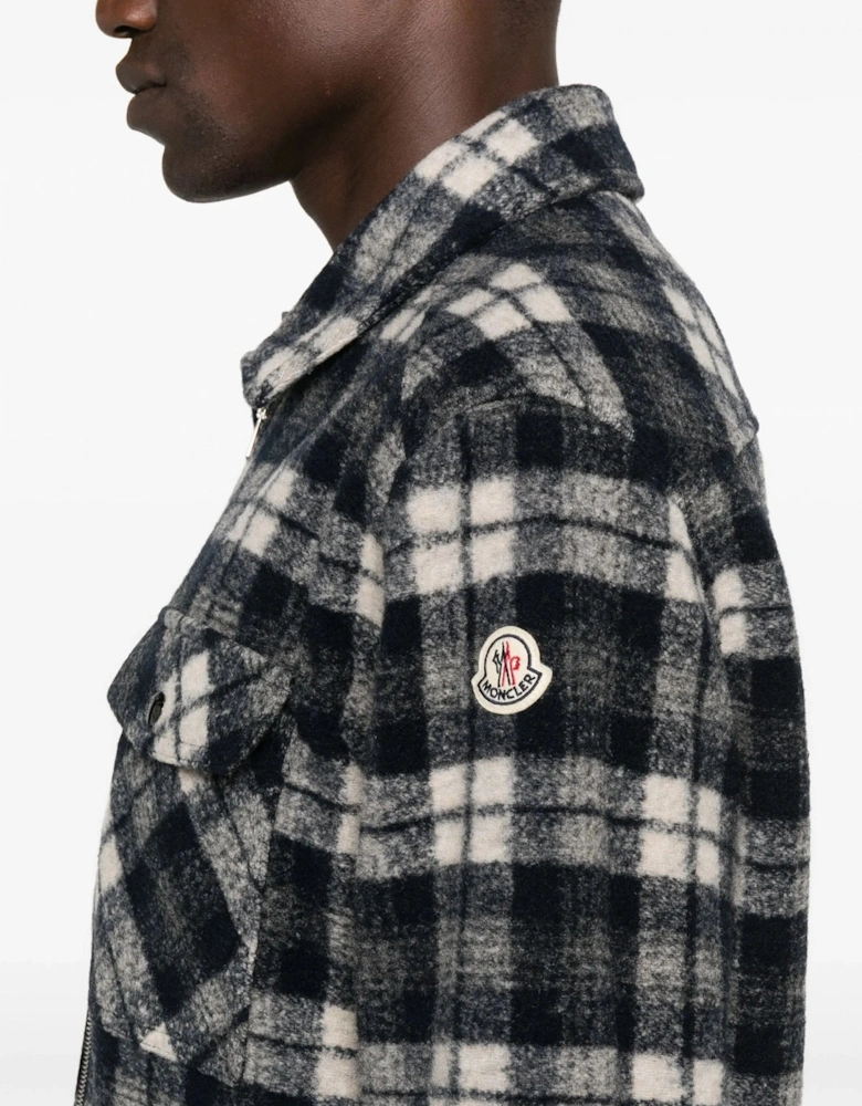 Checkered Zip Overshirt Black