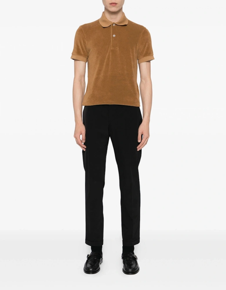 Towelling SS Polo Brown/Tan