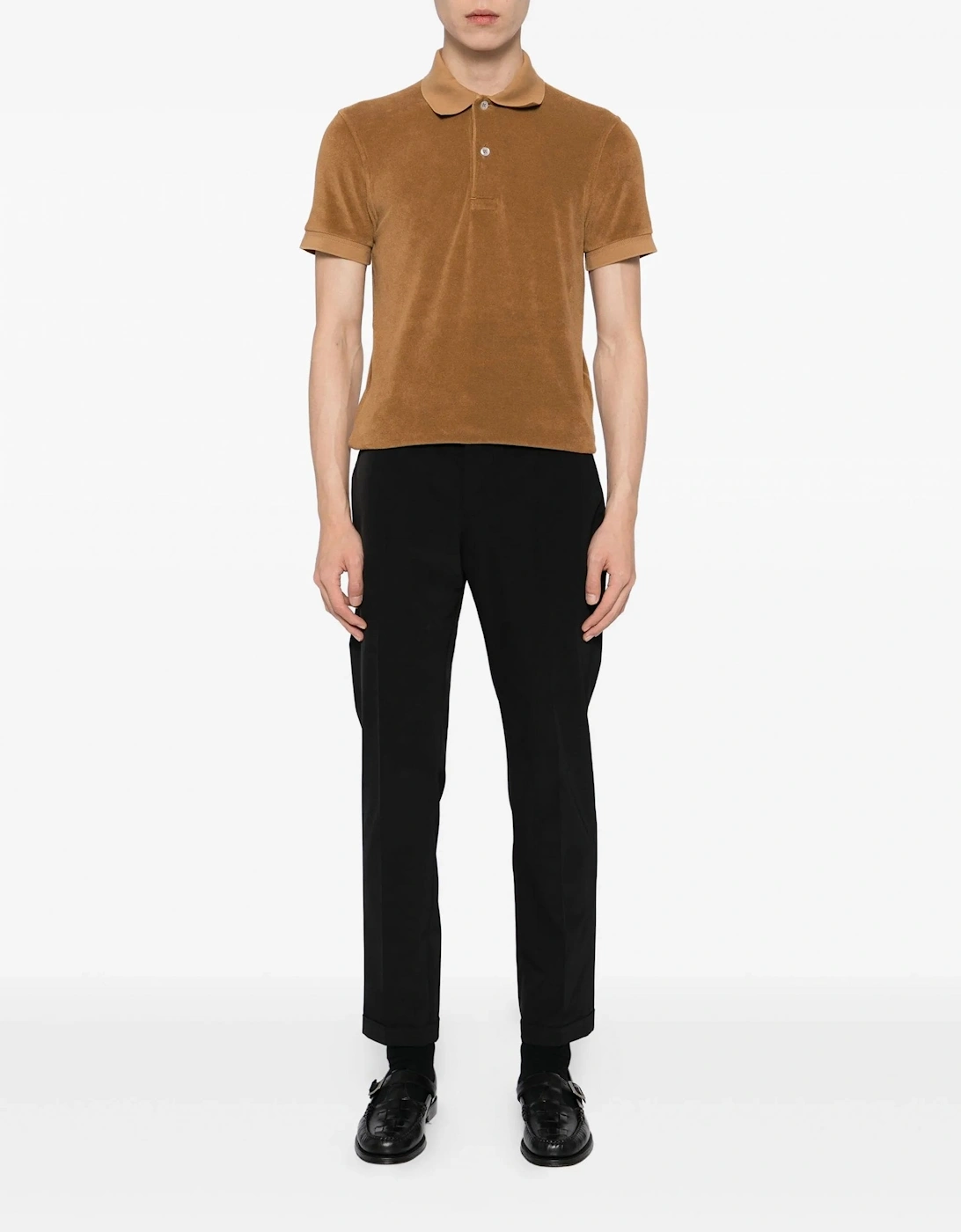 Towelling SS Polo Brown/Tan