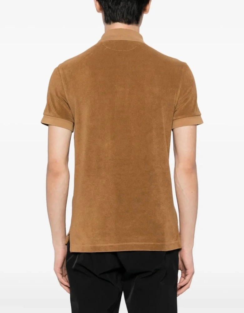 Towelling SS Polo Brown/Tan