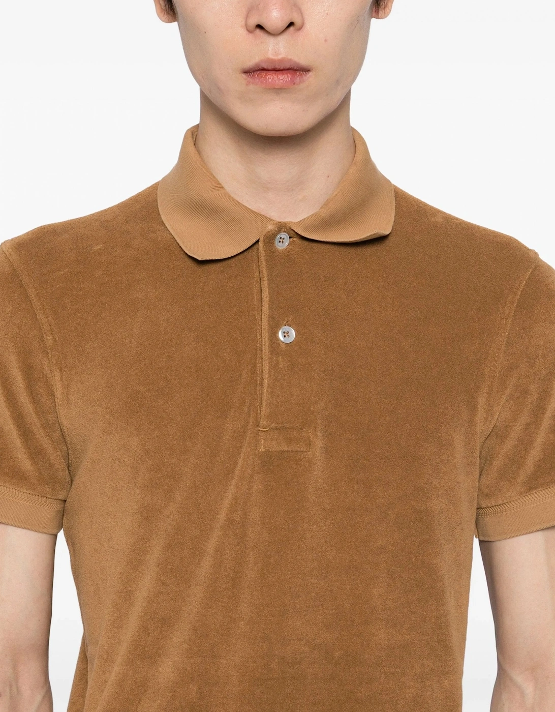Towelling SS Polo Brown/Tan