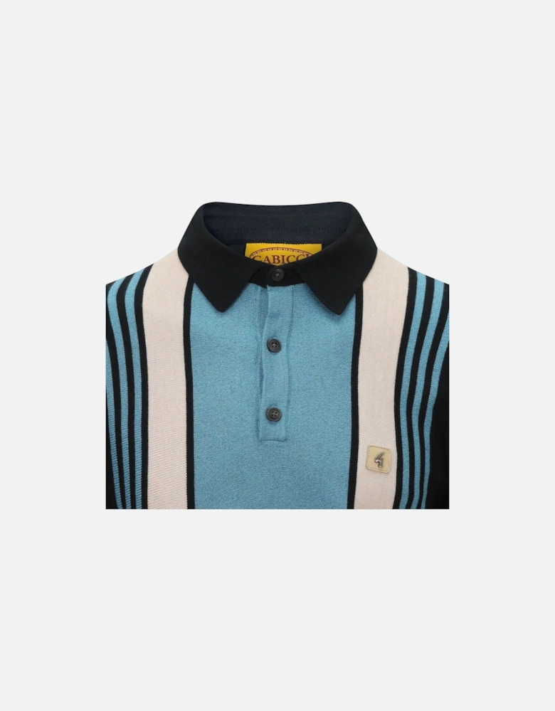 Searle Long Sleeve Stripe Knit Men's Polo | Black
