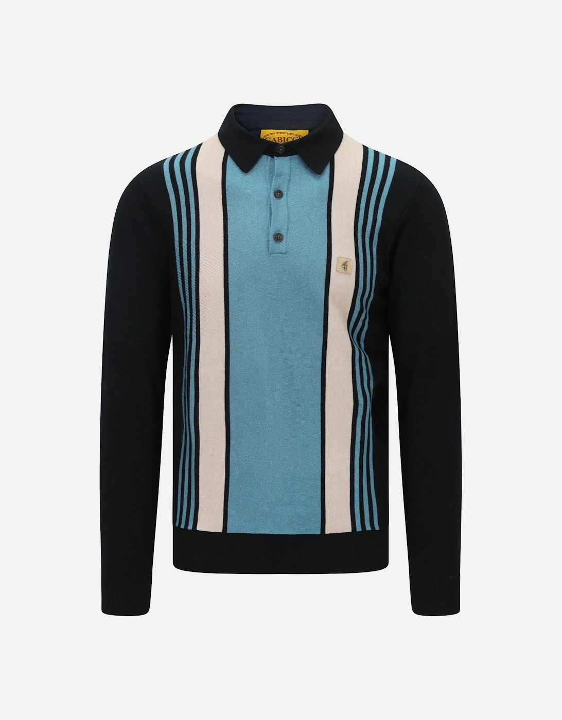 Searle Long Sleeve Stripe Knit Men's Polo | Black, 4 of 3