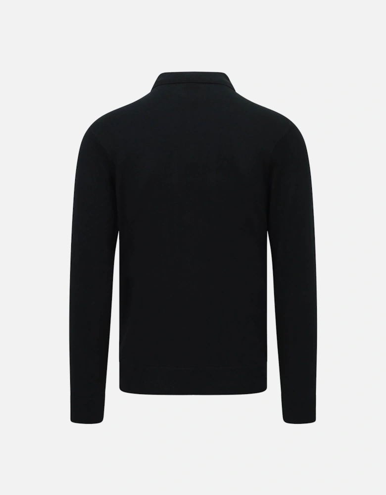 Searle Long Sleeve Stripe Knit Men's Polo | Black