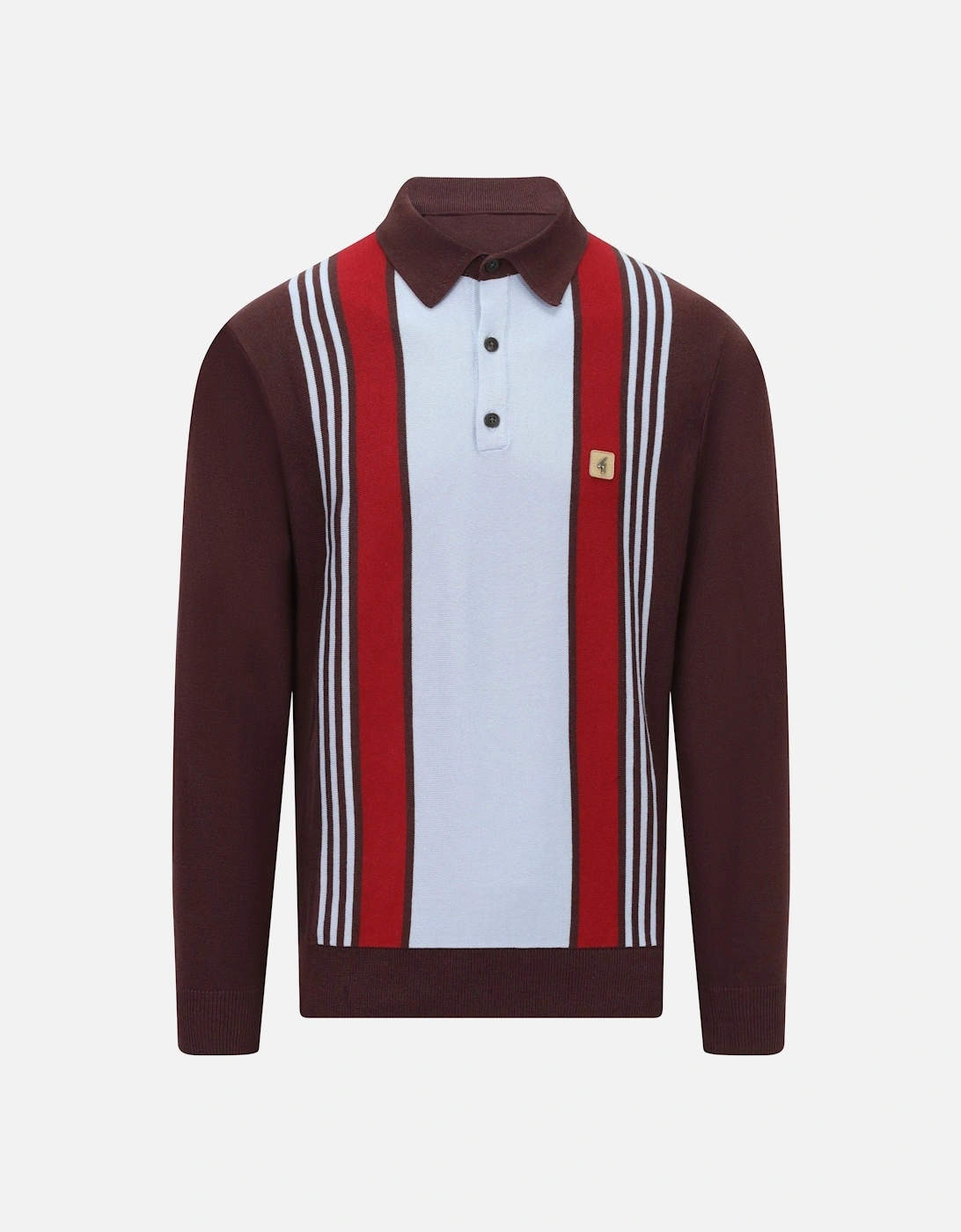 Searle Long Sleeve Stripe Knit Men's Polo | Berry, 5 of 4