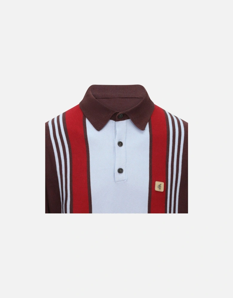 Searle Long Sleeve Stripe Knit Men's Polo | Berry