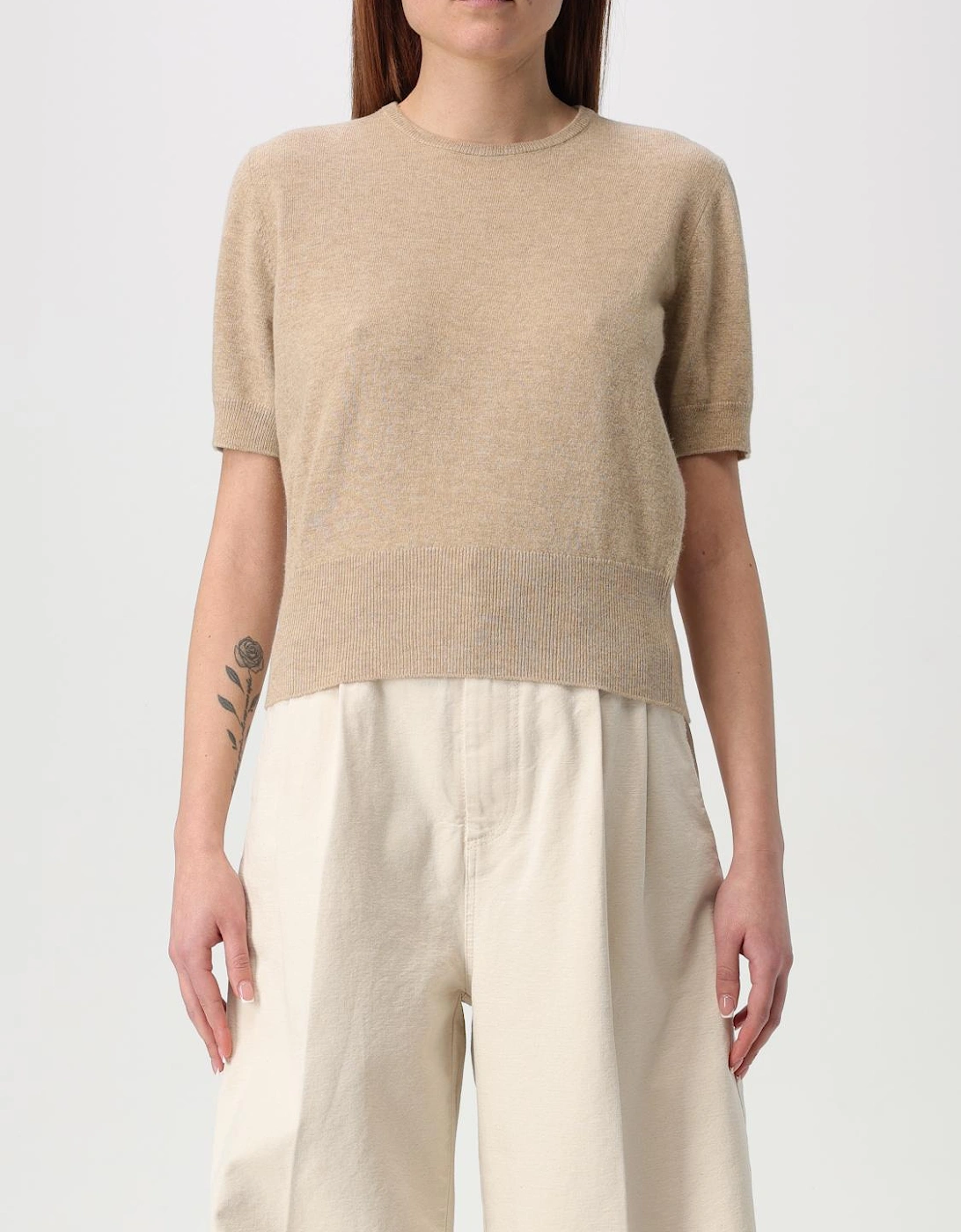 Short Sleeve Cashmere Knit Top
