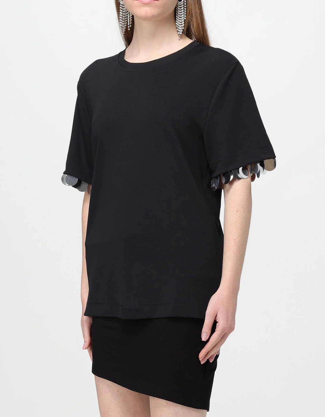 Sequinedtrimmed Cotton Jersey Tshirt
