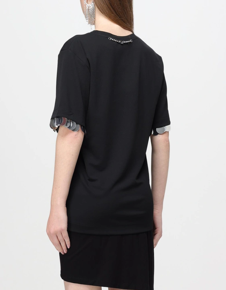 Sequinedtrimmed Cotton Jersey Tshirt