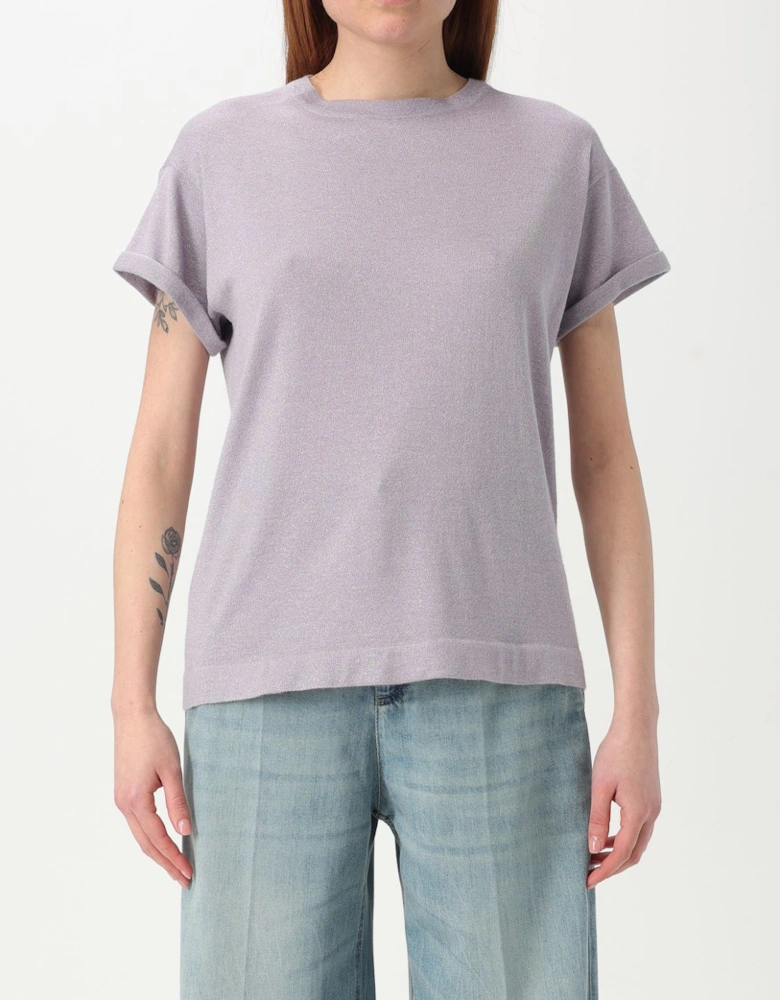 Metallic Knit Short Sleeve Top