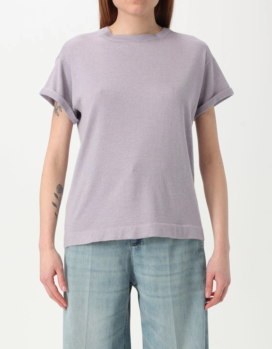 Metallic Knit Short Sleeve Top, 6 of 5