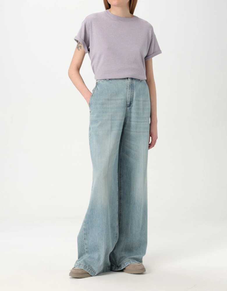 Metallic Knit Short Sleeve Top