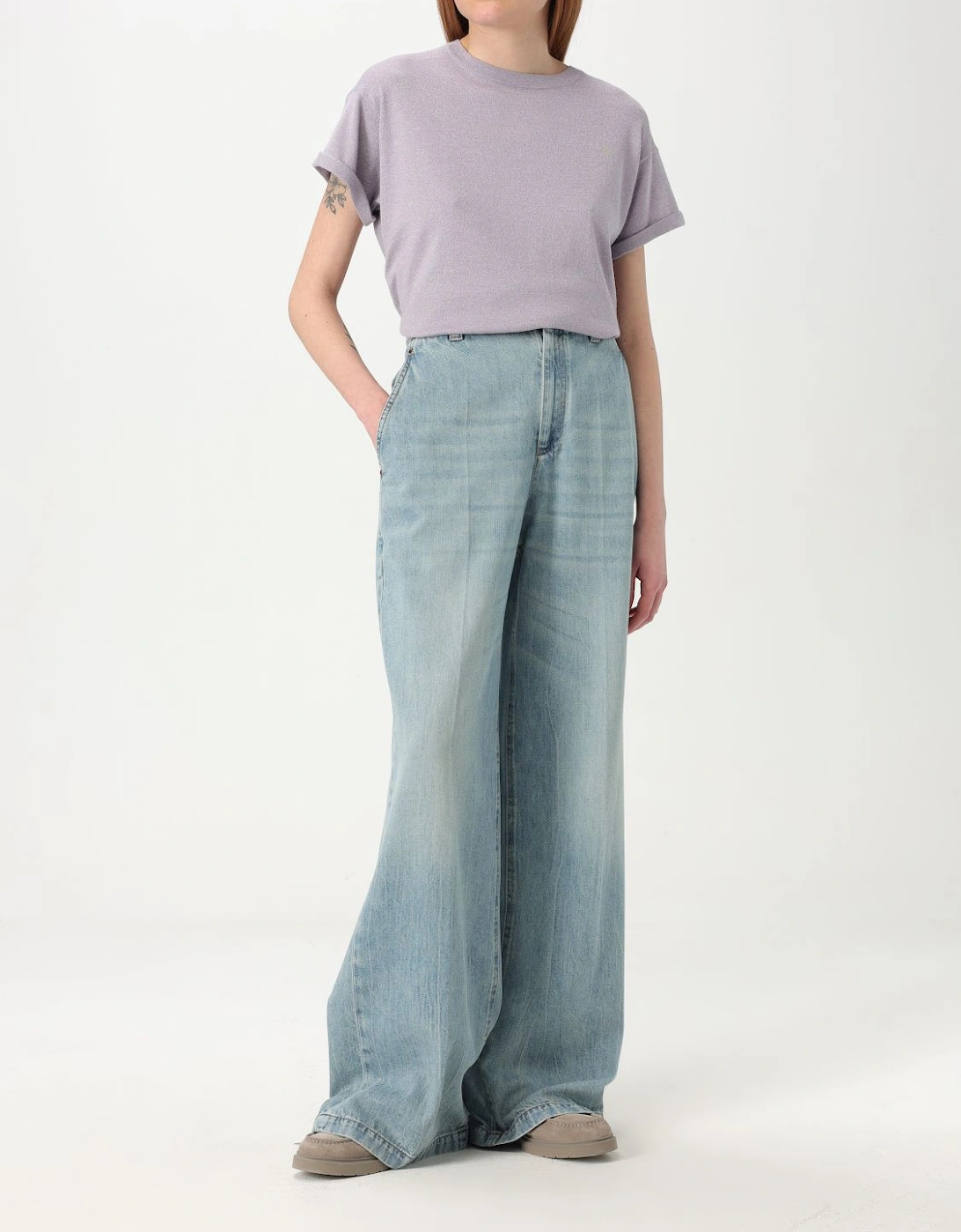Metallic Knit Short Sleeve Top