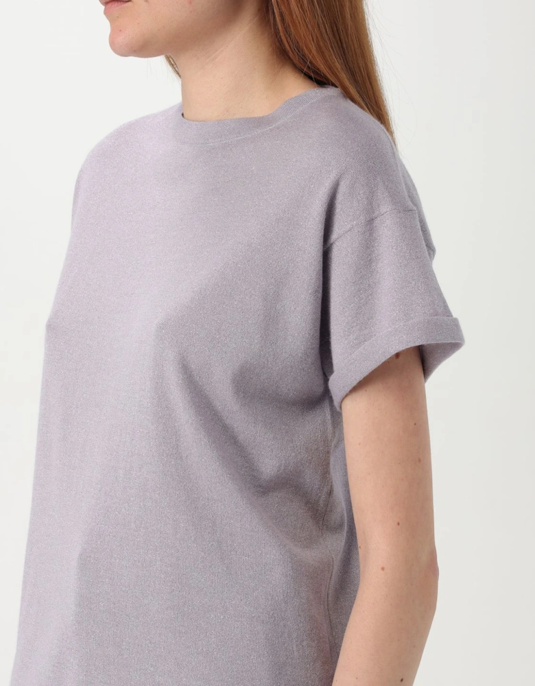 Metallic Knit Short Sleeve Top