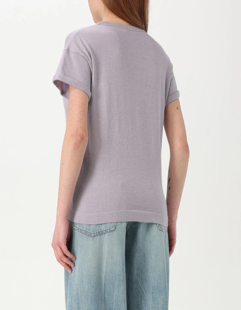 Metallic Knit Short Sleeve Top