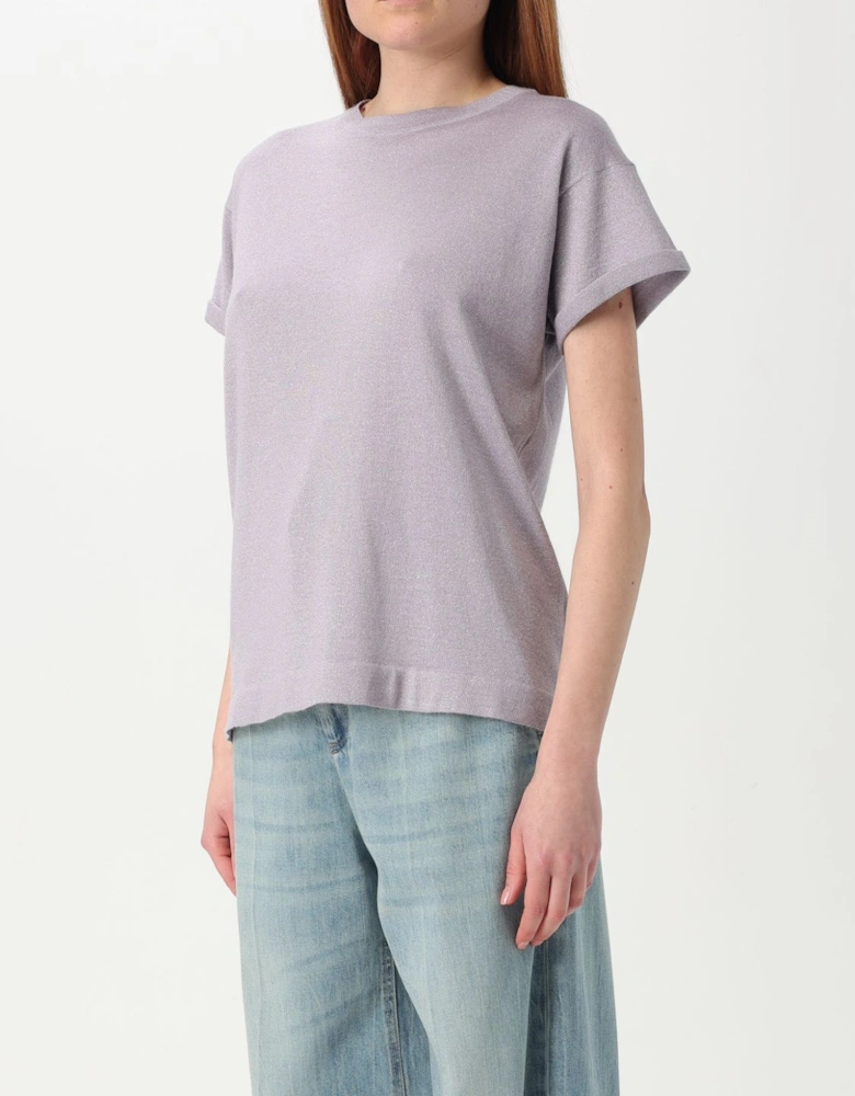 Metallic Knit Short Sleeve Top