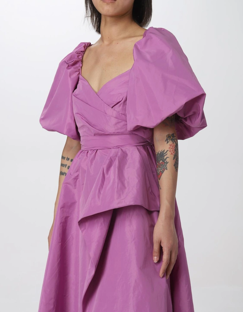 Puff Sleeve ALine Taffeta Dress