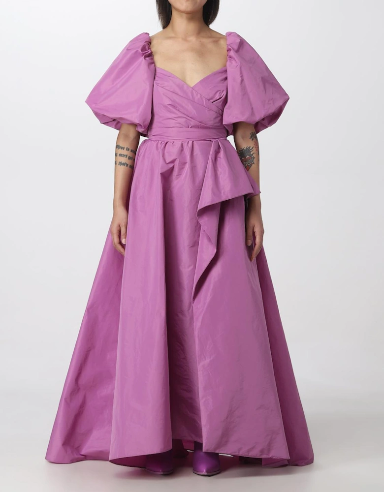 Puff Sleeve ALine Taffeta Dress