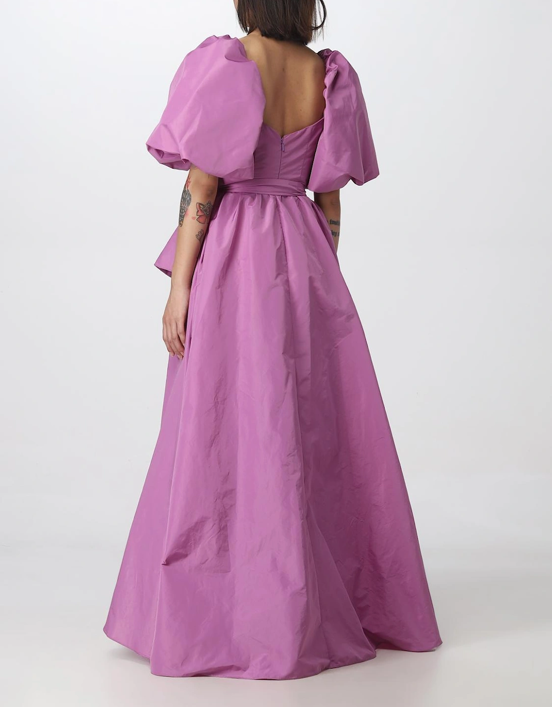 Puff Sleeve ALine Taffeta Dress