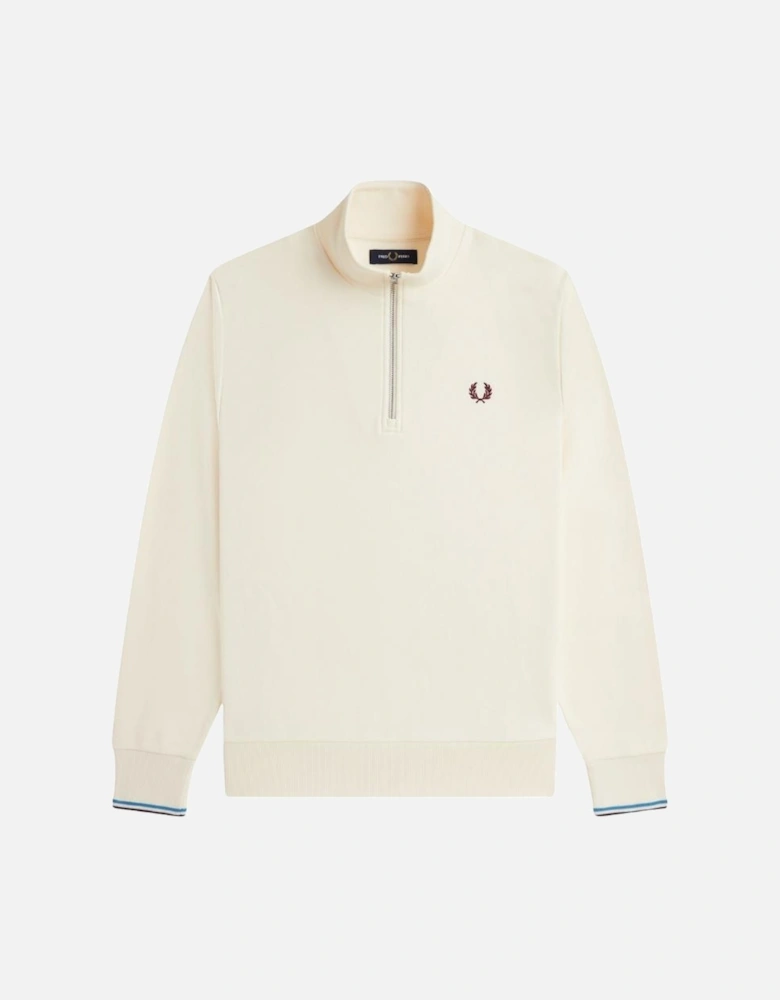 Half Zip Sweatshirt - Ecru/Oxblood