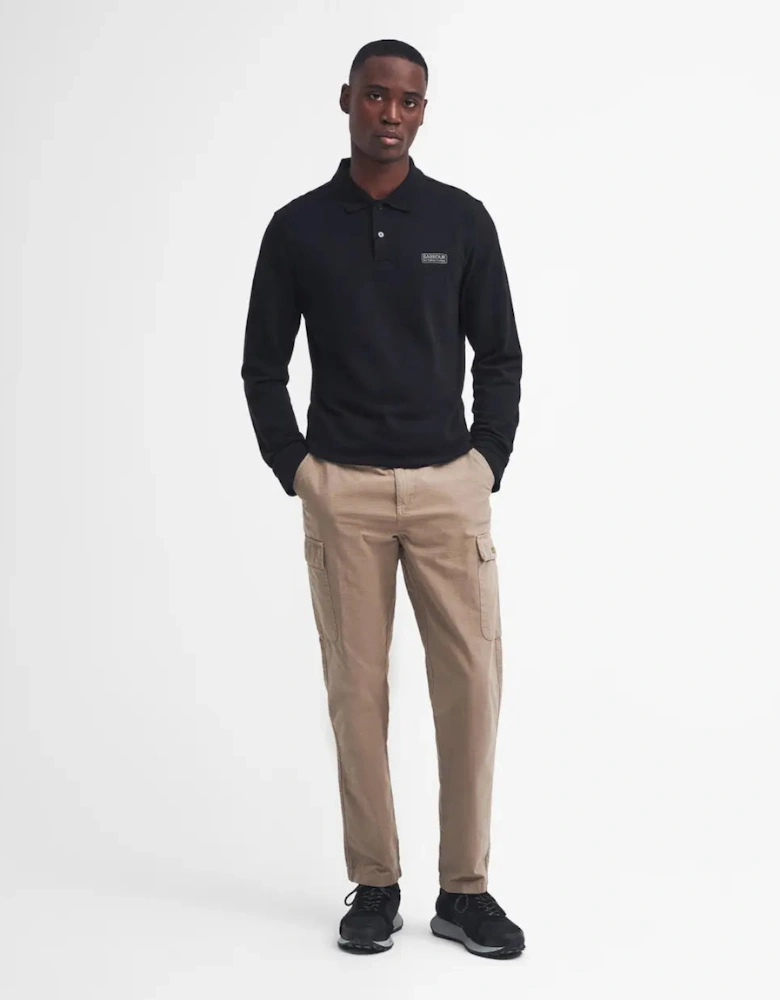 Long Sleeve Polo - Black/ Pewter