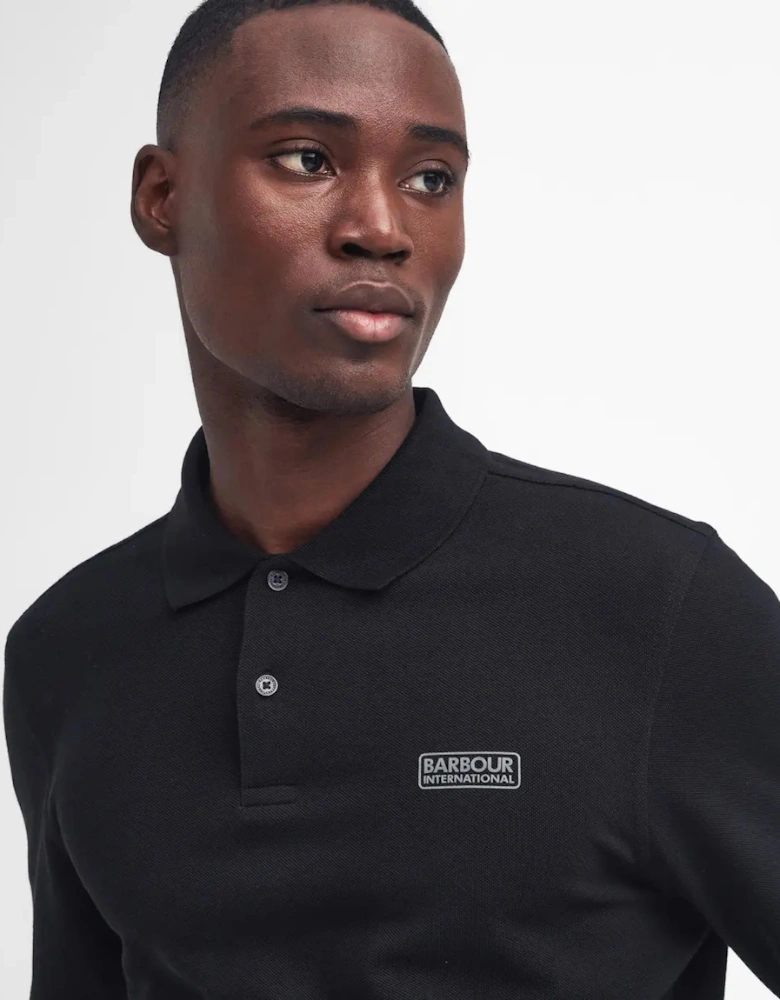Long Sleeve Polo - Black/ Pewter