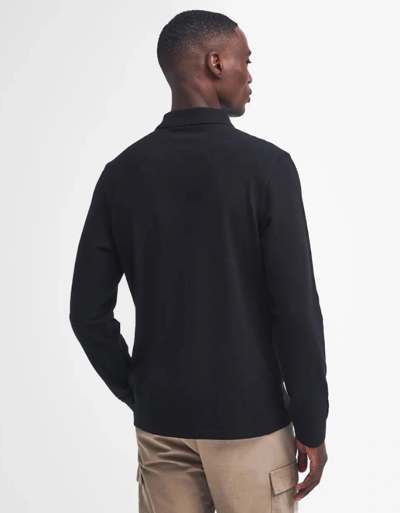 Long Sleeve Polo - Black/ Pewter
