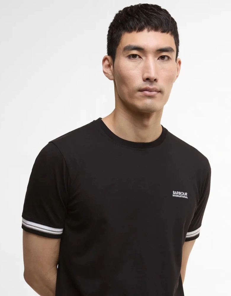 Bruce Tipped Cuff T-Shirt - Black/ White