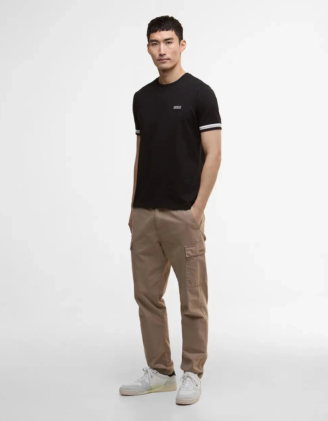 Bruce Tipped Cuff T-Shirt - Black/ White