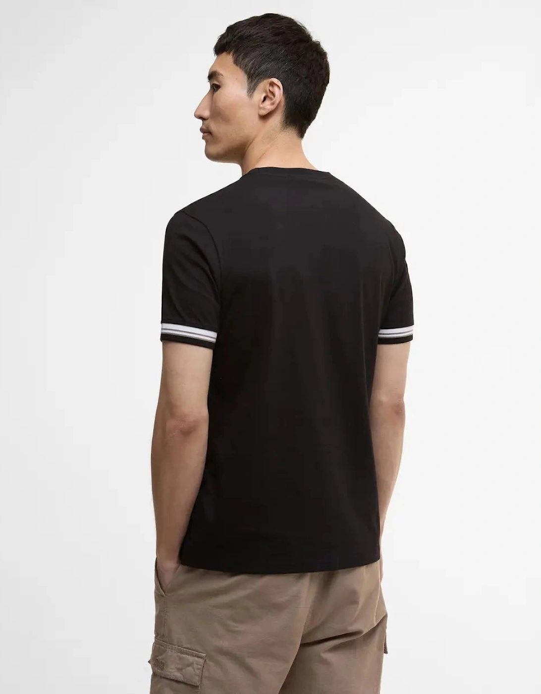 Bruce Tipped Cuff T-Shirt - Black/ White