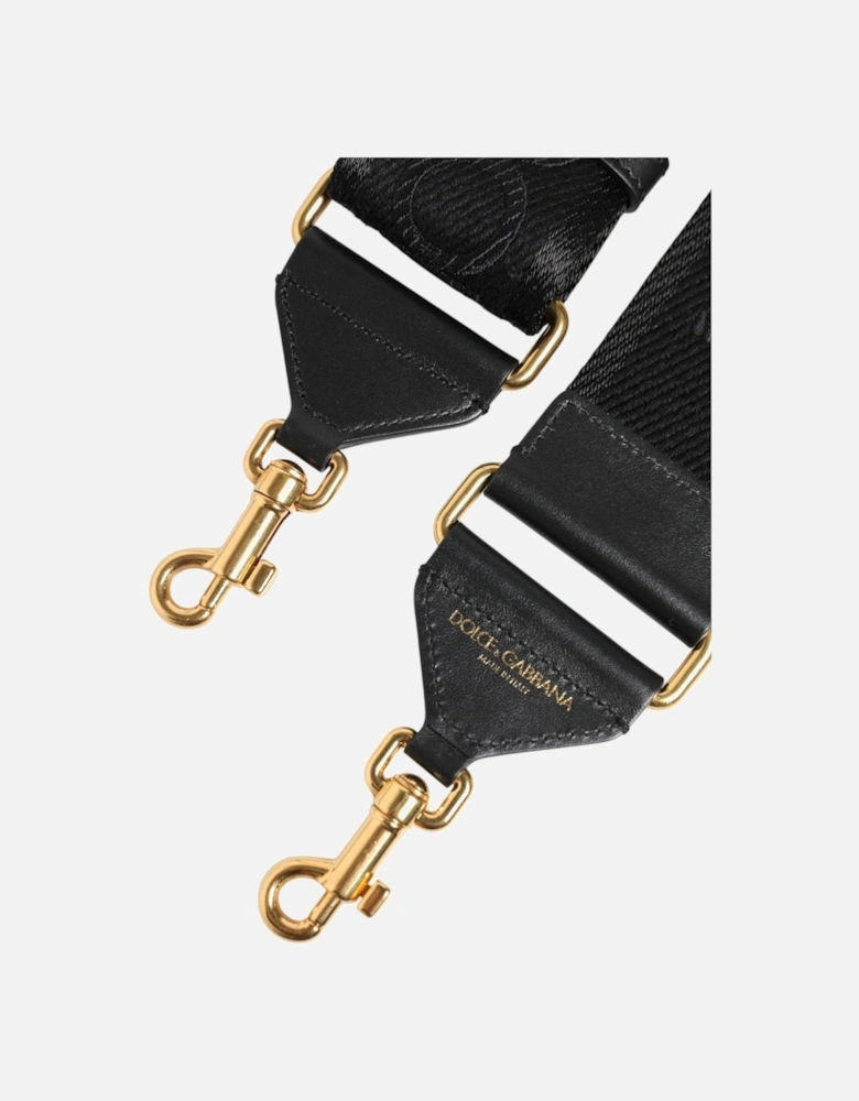Leather and Viscose Shoulder Bag Strap Women - Black