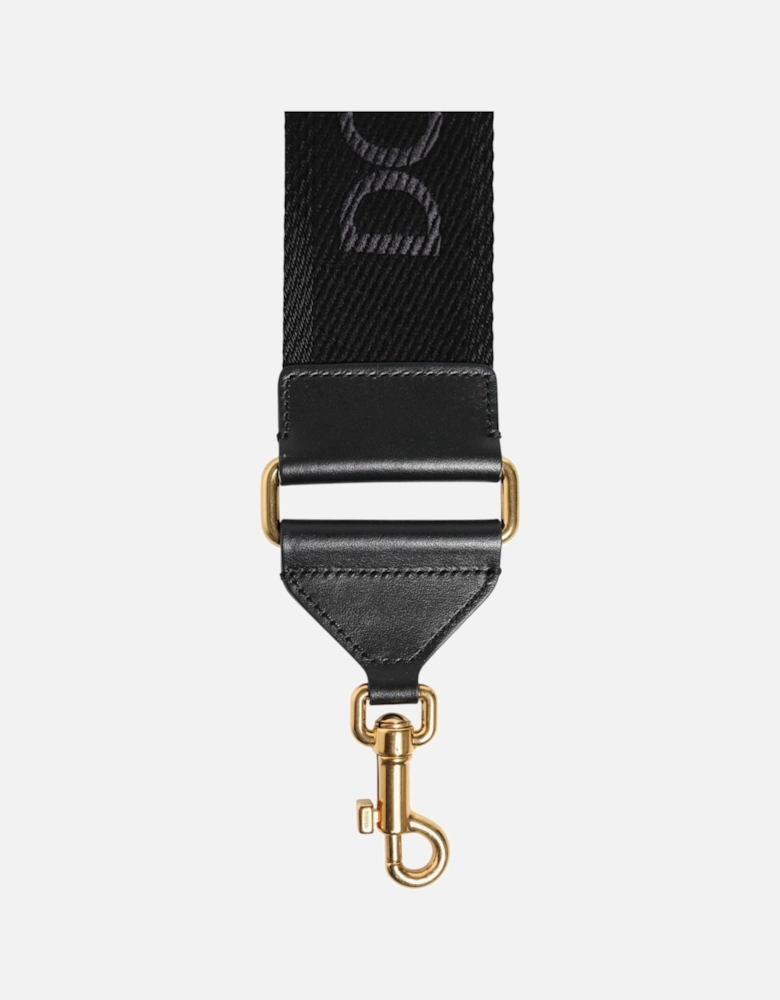 Leather and Viscose Shoulder Bag Strap Women - Black