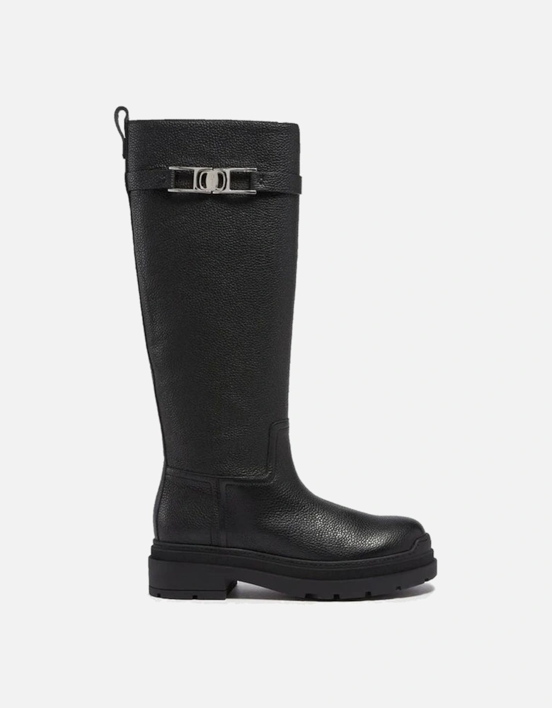Textured Leather Ankle Boots with Side Zip Women - Black