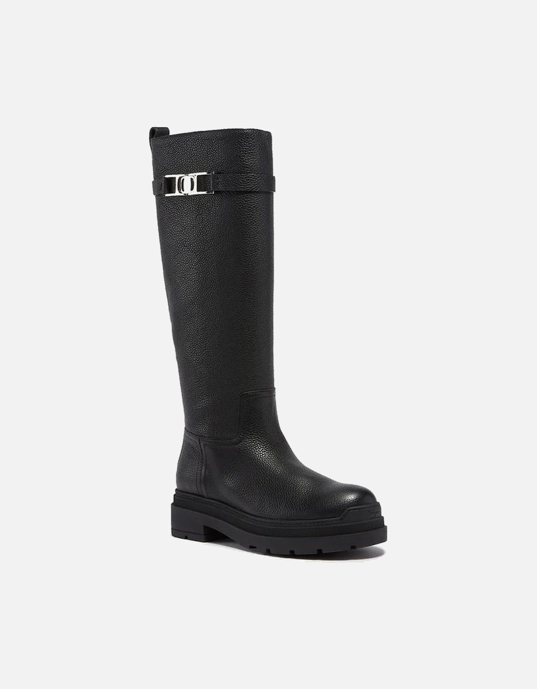 Textured Leather Ankle Boots with Side Zip Women - Black