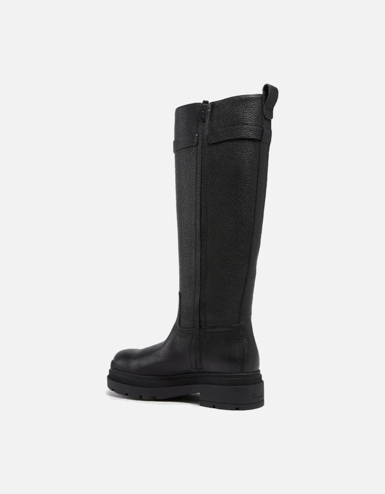 Textured Leather Ankle Boots with Side Zip Women - Black