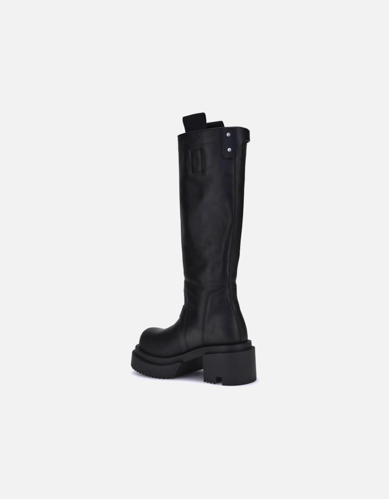 Platform Slip-On Boots with Silver Trim Women - Black
