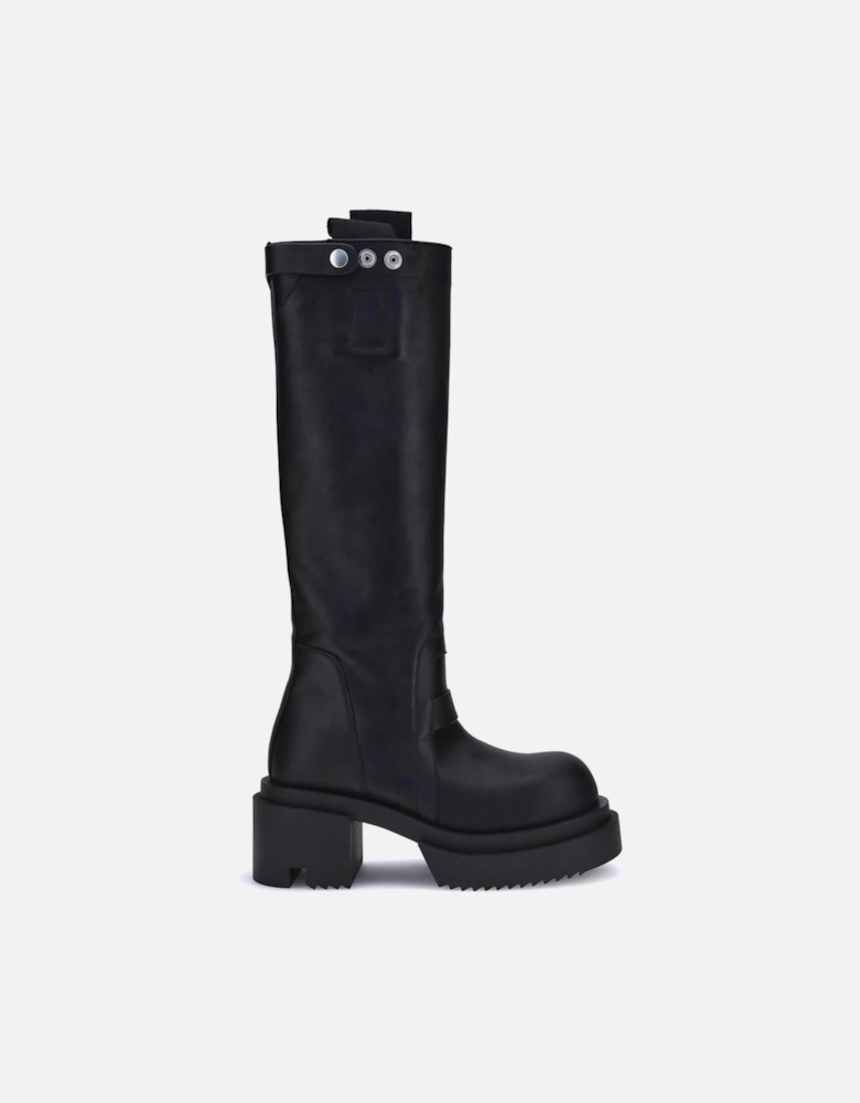 Platform Slip-On Boots with Silver Trim Women - Black