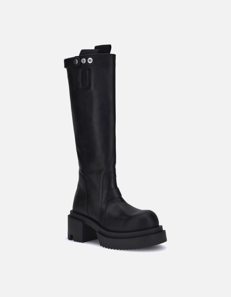 Platform Slip-On Boots with Silver Trim Women - Black