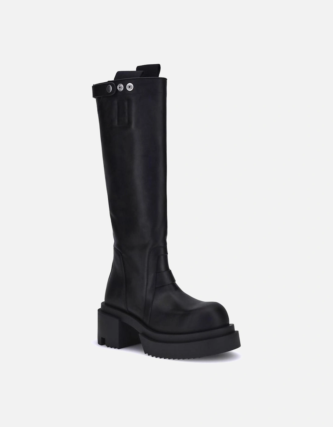 Platform Slip-On Boots with Silver Trim Women - Black